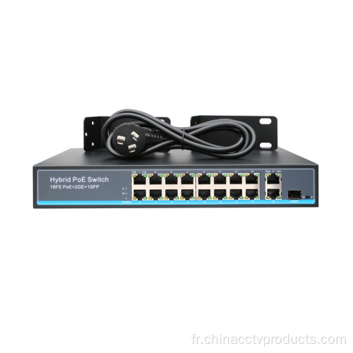 16 Sports 10/100 MBPS POE Switch avec 1000 Mbps Port SFP